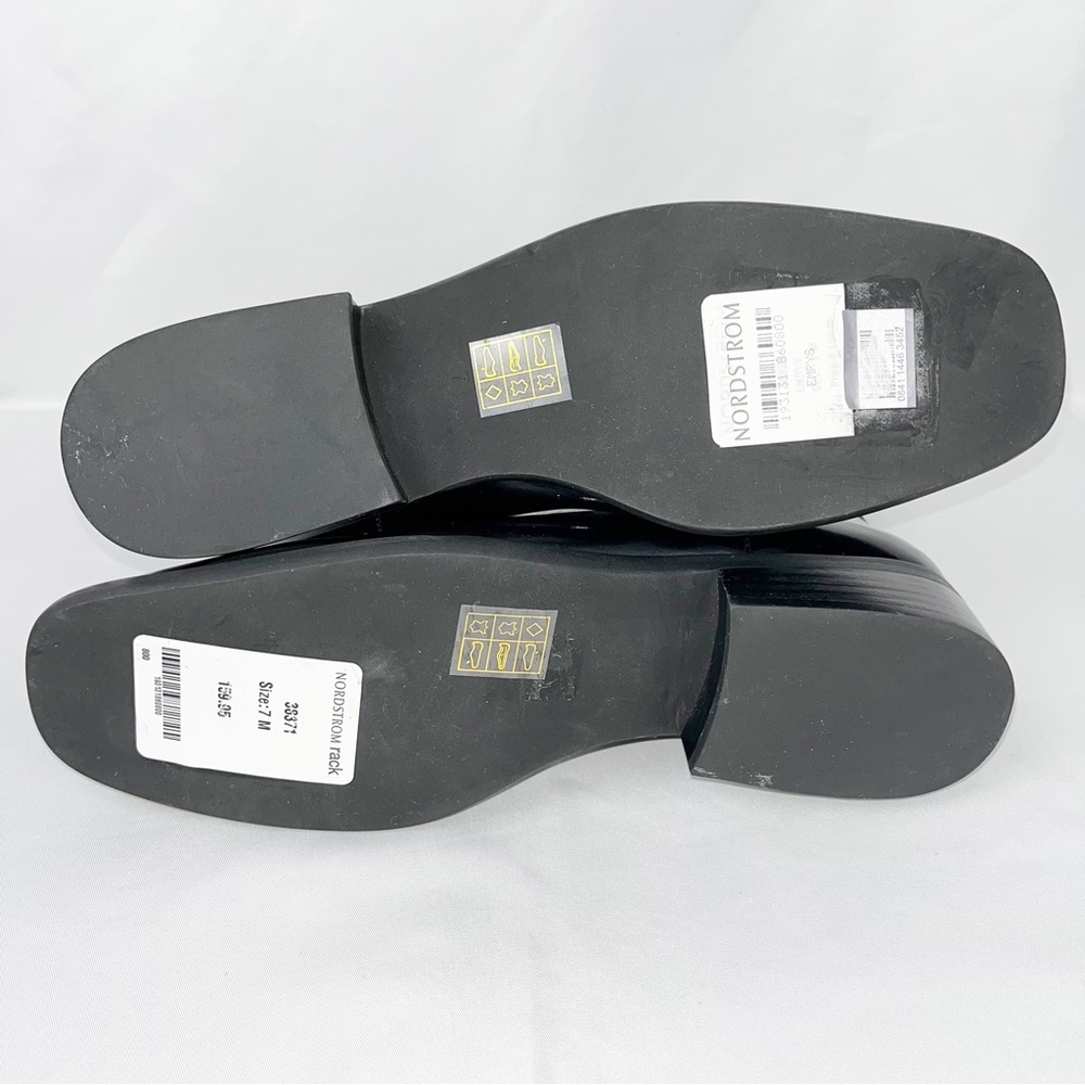 Jeffrey Campbell Emrys Black Patent Leather Square Toe Chelsea Boots Sz7 NWOB - Picture 13 of 16